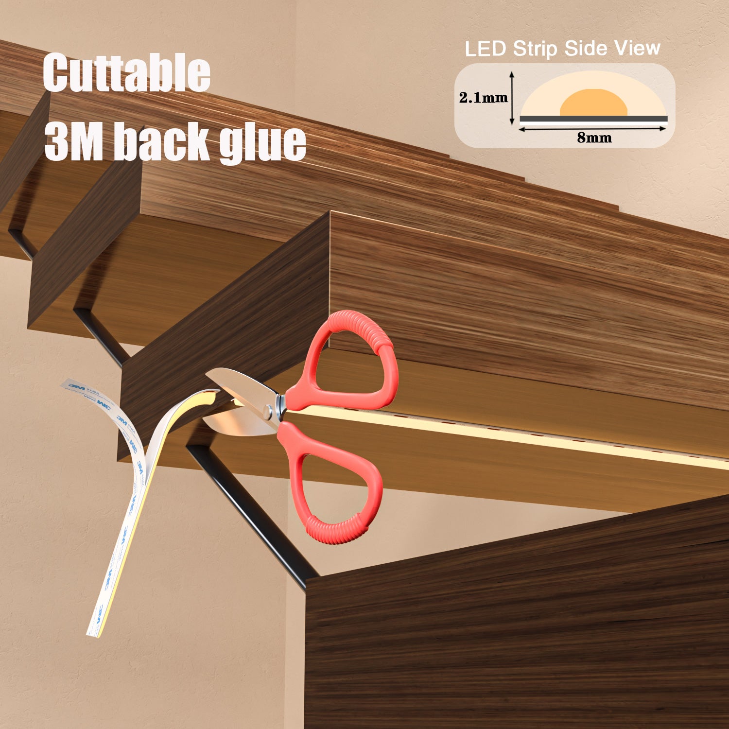 RWOFNIA Intelligent Motion Sensor LED Stair Lighting Kit RW-5620, 40 Inch Long Cuttable LED Light for Indoor LED Step Lights LED Stair Lights