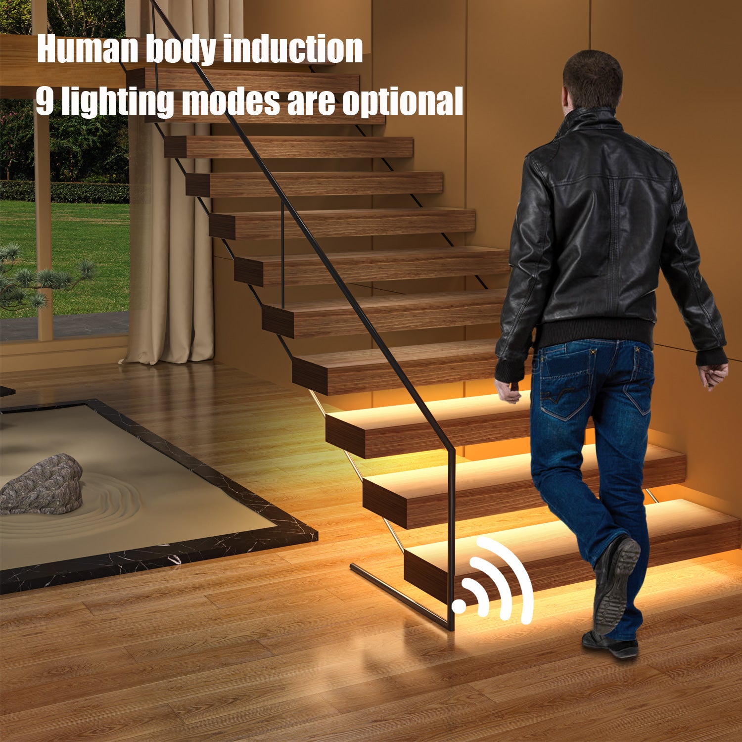 Motion detector store stair lights